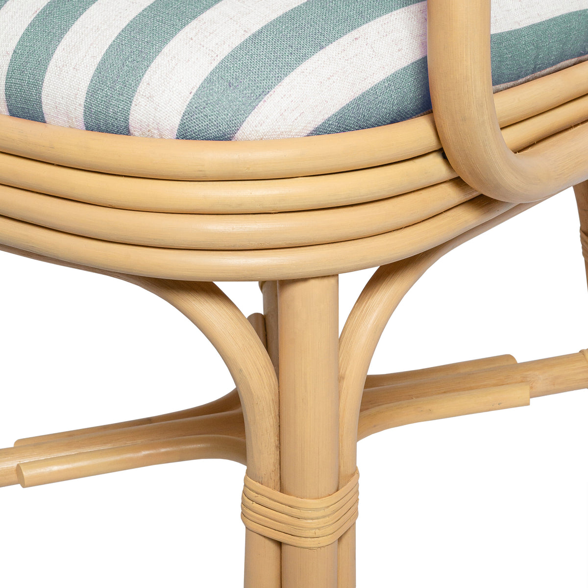 Dorine Striped Performance Linen & Rattan Dining Armchair - View 6