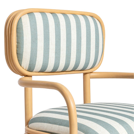 Dorine Striped Performance Linen & Rattan Dining Armchair - View 7