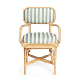 Dorine Striped Performance Linen & Rattan Dining Armchair - View 3