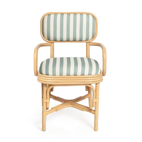 Dorine Striped Performance Linen & Rattan Dining Armchair - View 3