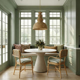 Dorine Striped Performance Linen & Rattan Dining Armchair - View 2