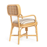 Dorine Striped Performance Linen & Rattan Dining Armchair - View 13