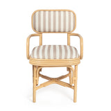 Dorine Striped Performance Linen & Rattan Dining Armchair - View 11