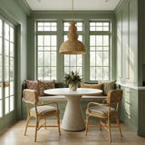 Dorine Striped Performance Linen & Rattan Dining Armchair - View 10