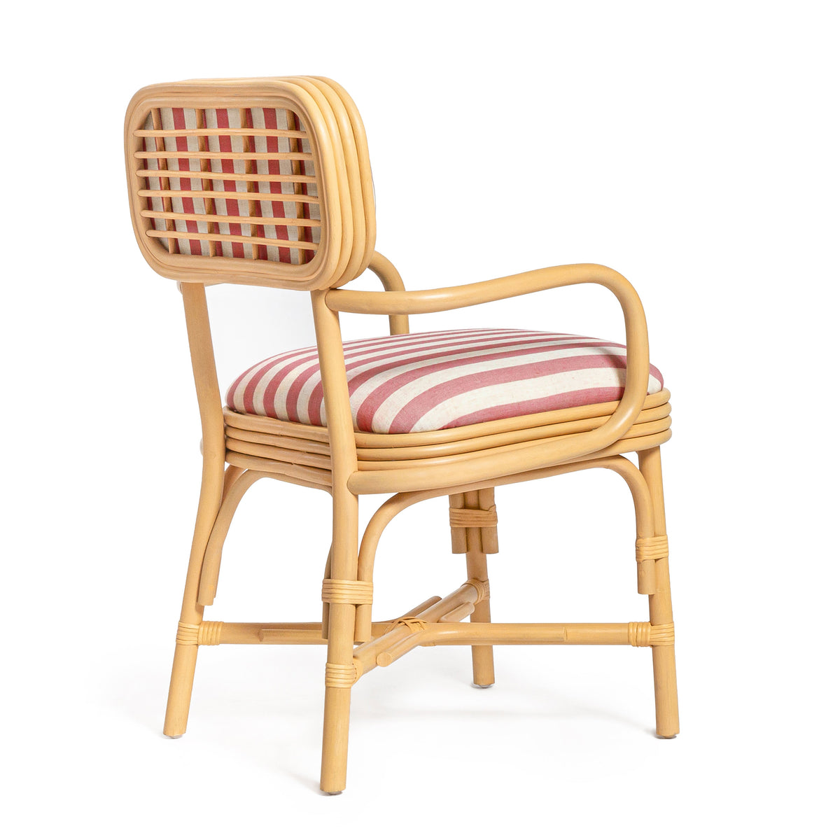 Dorine Striped Performance Linen & Rattan Dining Armchair - View 21