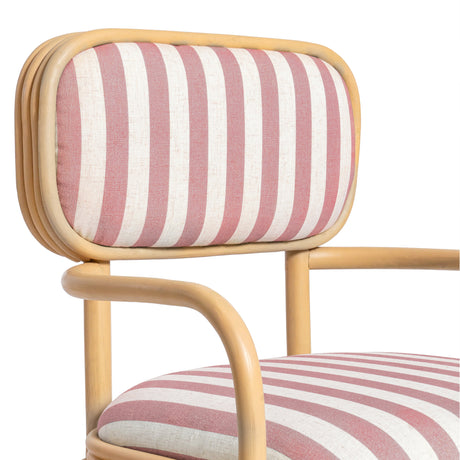 Dorine Striped Performance Linen & Rattan Dining Armchair - View 22