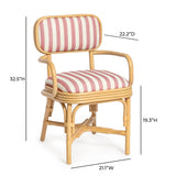 Dorine Striped Performance Linen & Rattan Dining Armchair - View 24