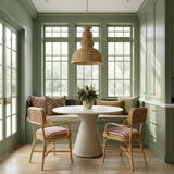 Dorine Striped Performance Linen & Rattan Dining Armchair - View 18