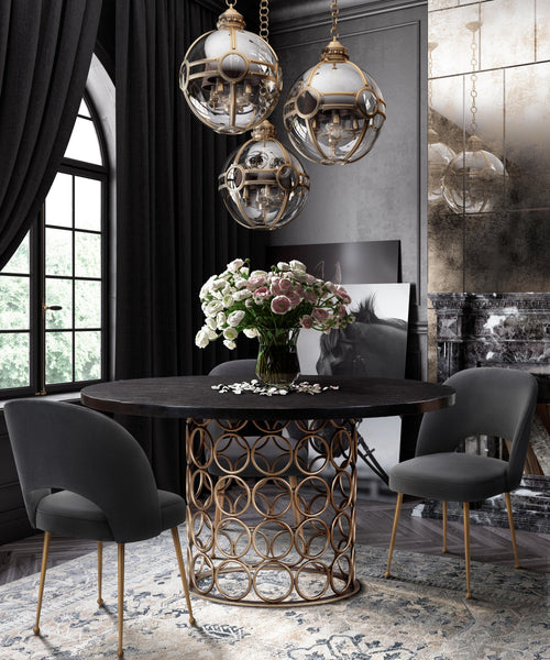 Valentina 57" Black Acacia Round Dining Table