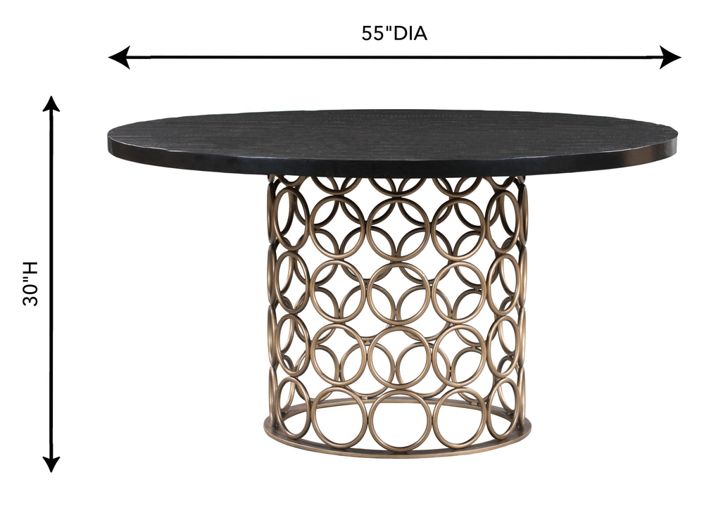 Valentina 57" Black Acacia Round Dining Table dimensions