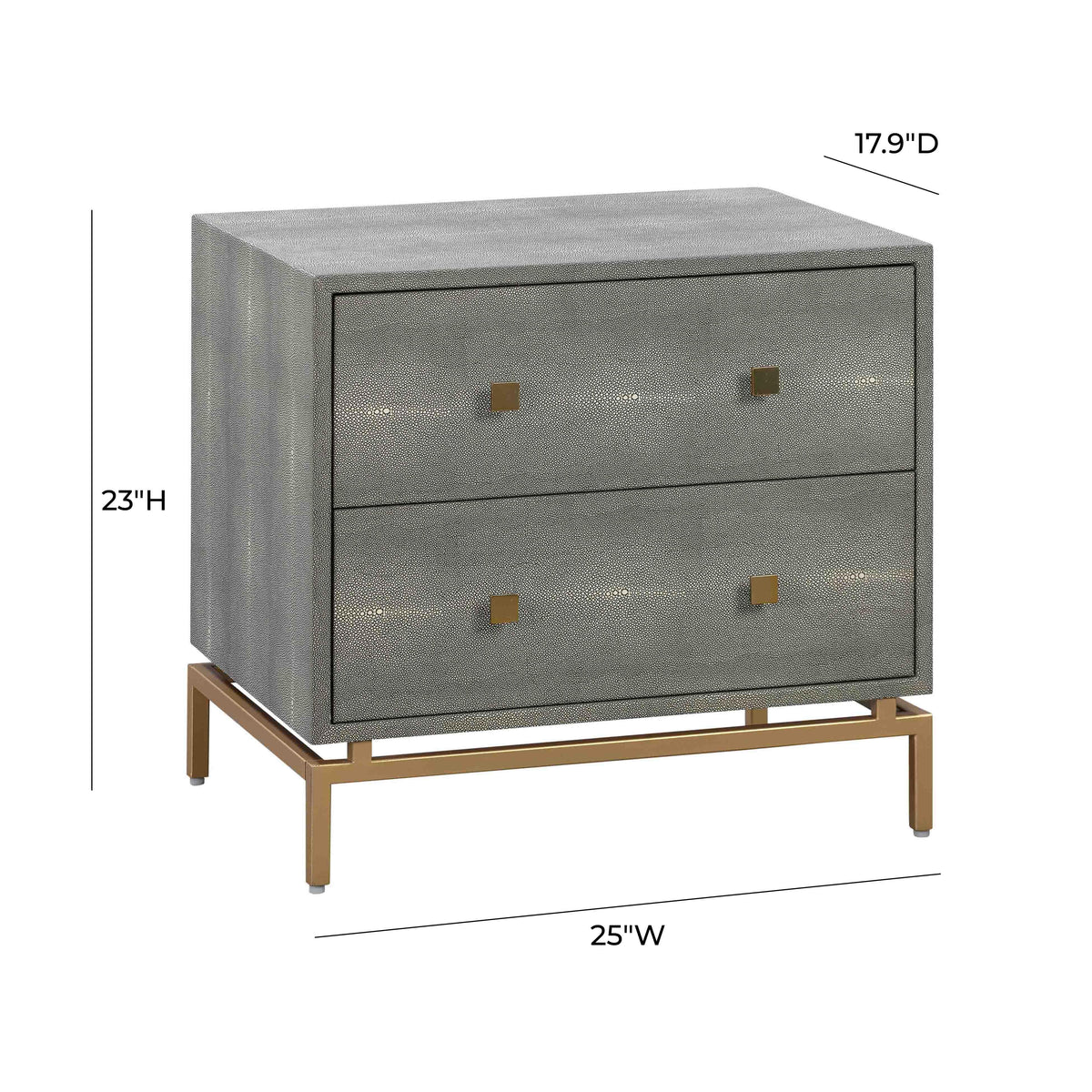Pesce 25" Faux Shagreen 2-Drawer Nightstand - View 16