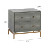Pesce 25" Faux Shagreen 2-Drawer Nightstand - View 16
