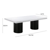 Nova 95" White Lacquer Rectangular Dining Table