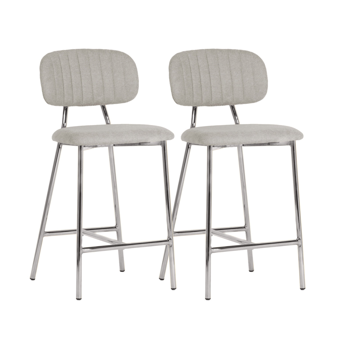 Ariana Grey Counter Stool with Silver Legs - Set of 2