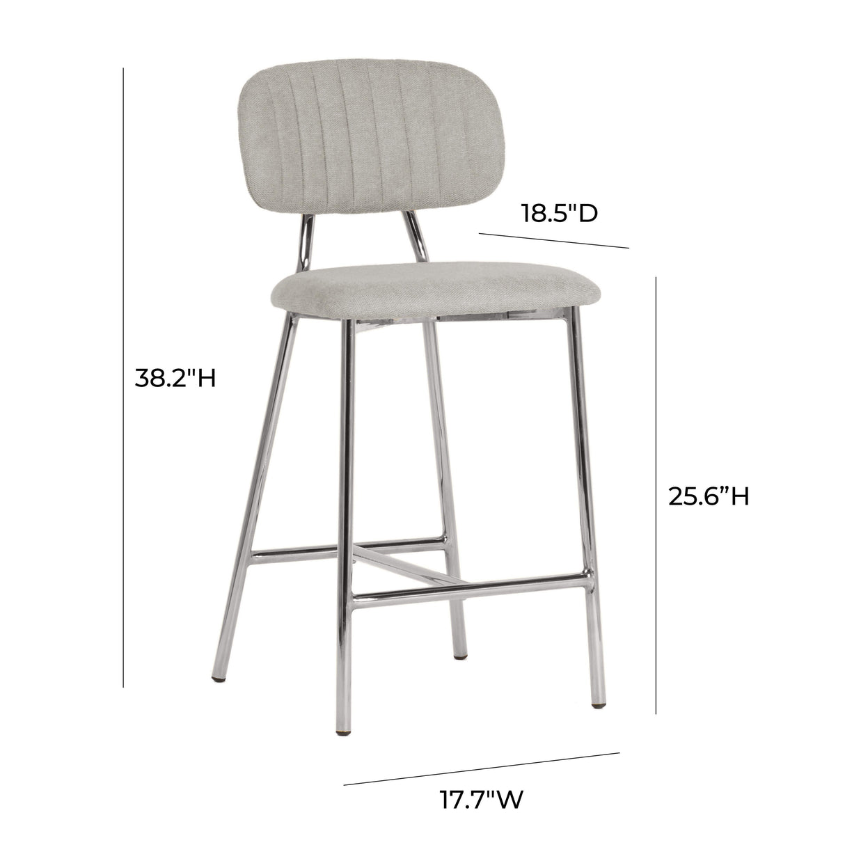 Ariana Grey Counter Stool with Silver Legs - Set of 2