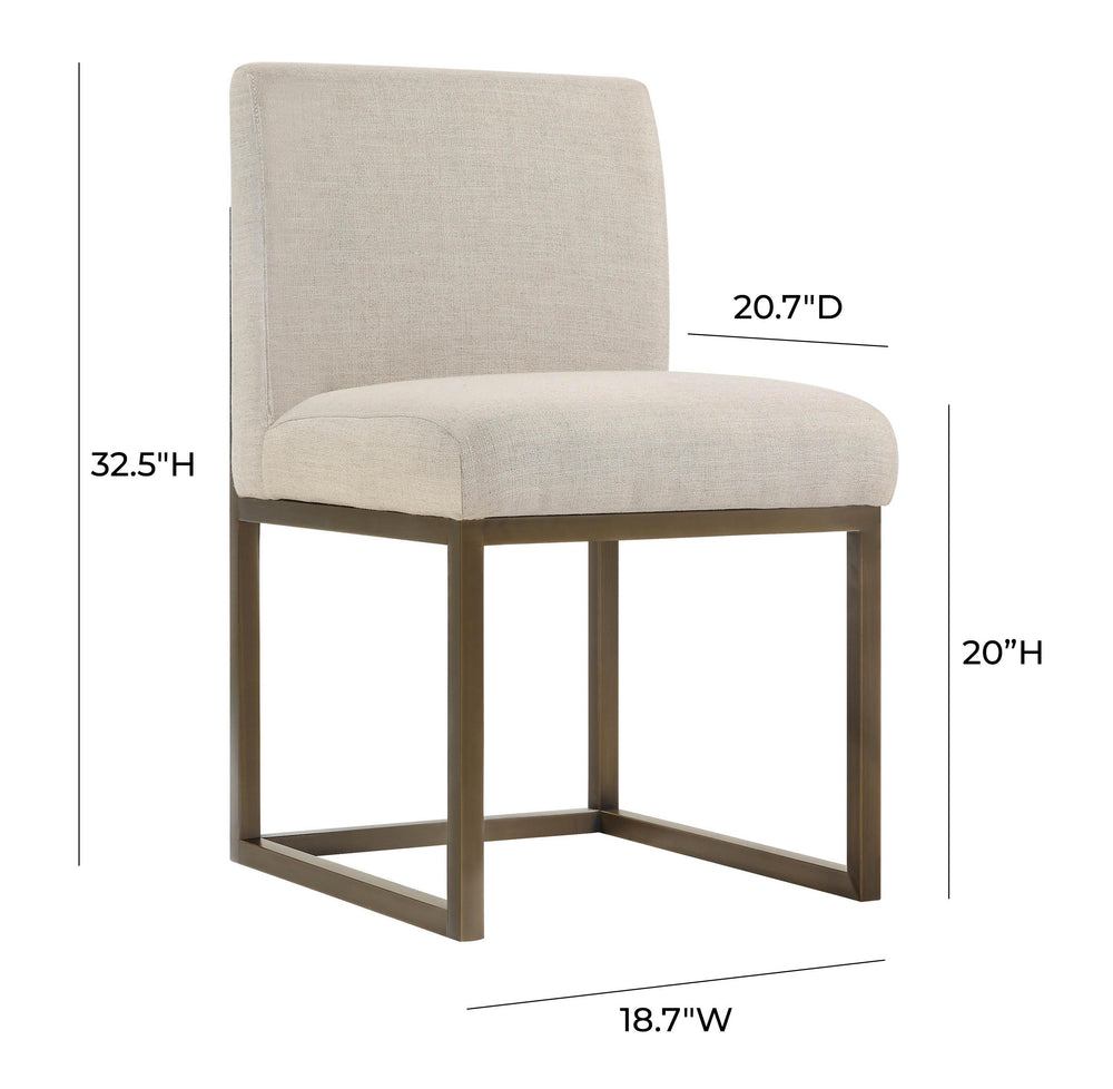 Haute Beige Linen Chair in Brass dimensions
