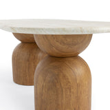 Cynthia 87" Faux Travertine Concrete Indoor / Outdoor Oval Dining Table