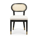 Cosette Black Dining Chair in Cream Performance Linen