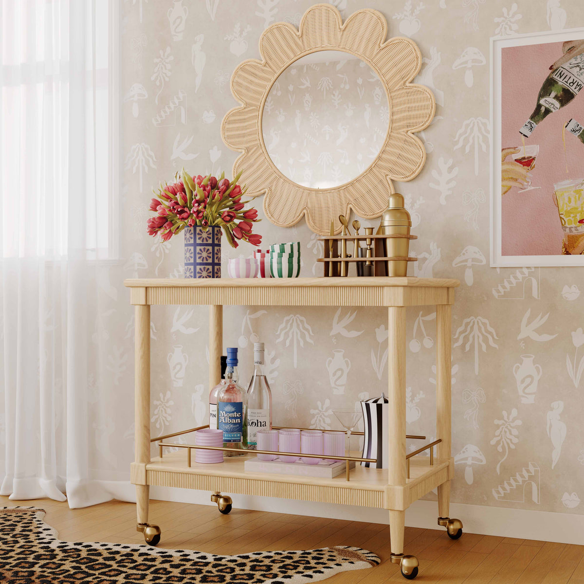 Slosh 37" Natural Ash Bar Cart - View 2