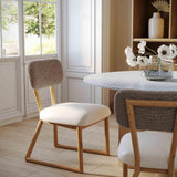 Bobbie Cream Vegan Leather and Grey Vegan Shearling Dining Chair