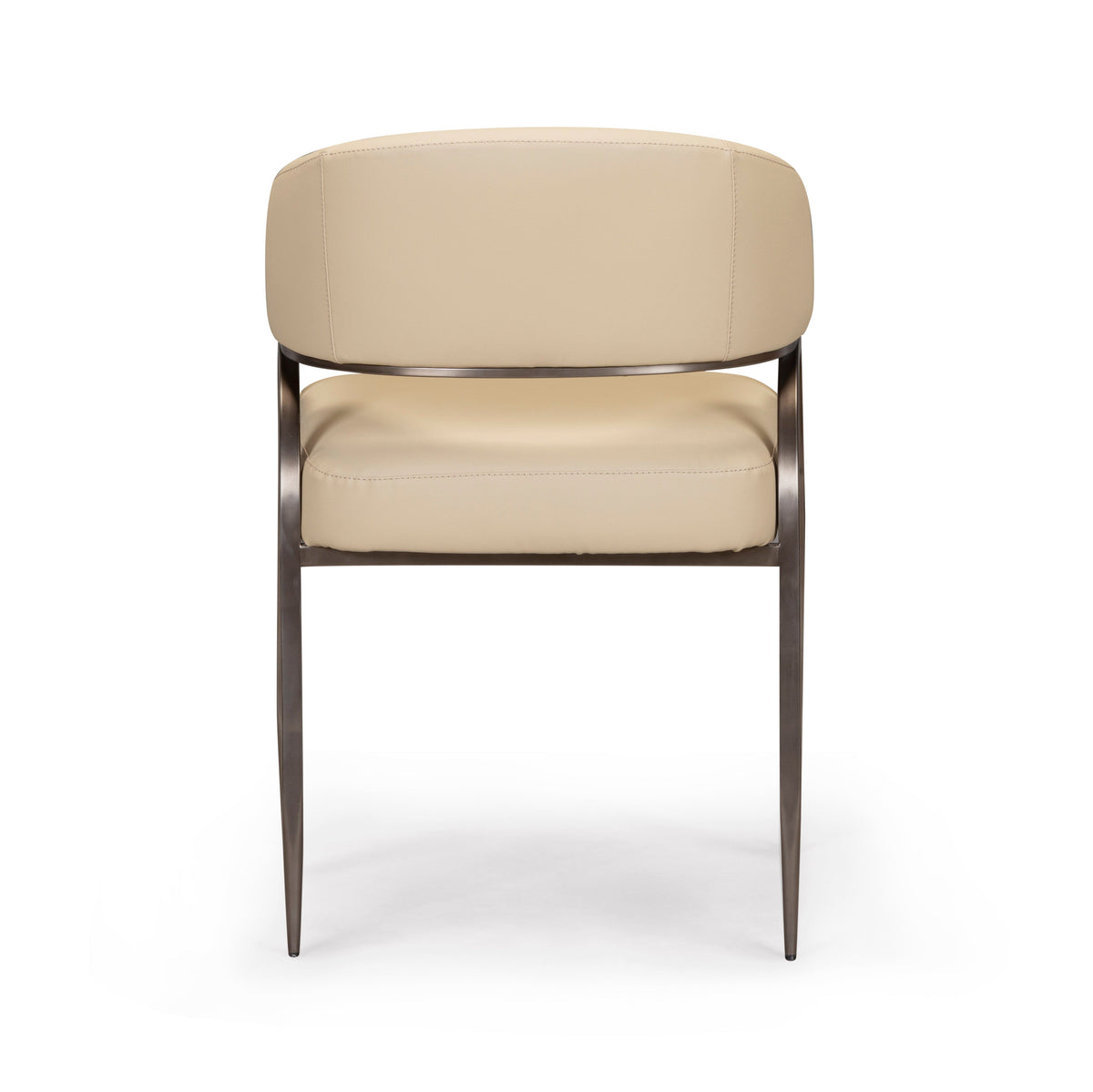 Top-down view of the high-density foam padded seat cushion on the Tatum dining chair