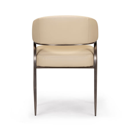 Top-down view of the high-density foam padded seat cushion on the Tatum dining chair