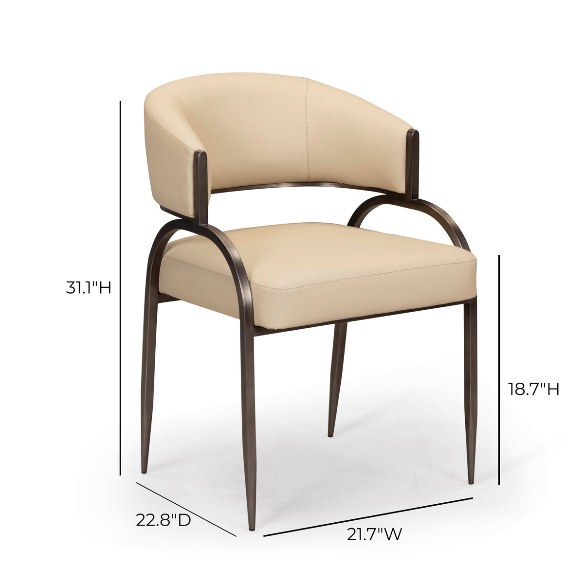 Detail of the sturdy iron frame joinery and connection points under the Tatum chair seat
