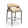 Tatum performance vegan leather counter stool in taupe front angle view with black metal frame