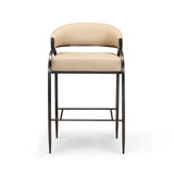 Back angle perspective of the modern art deco vegan leather counter stool
