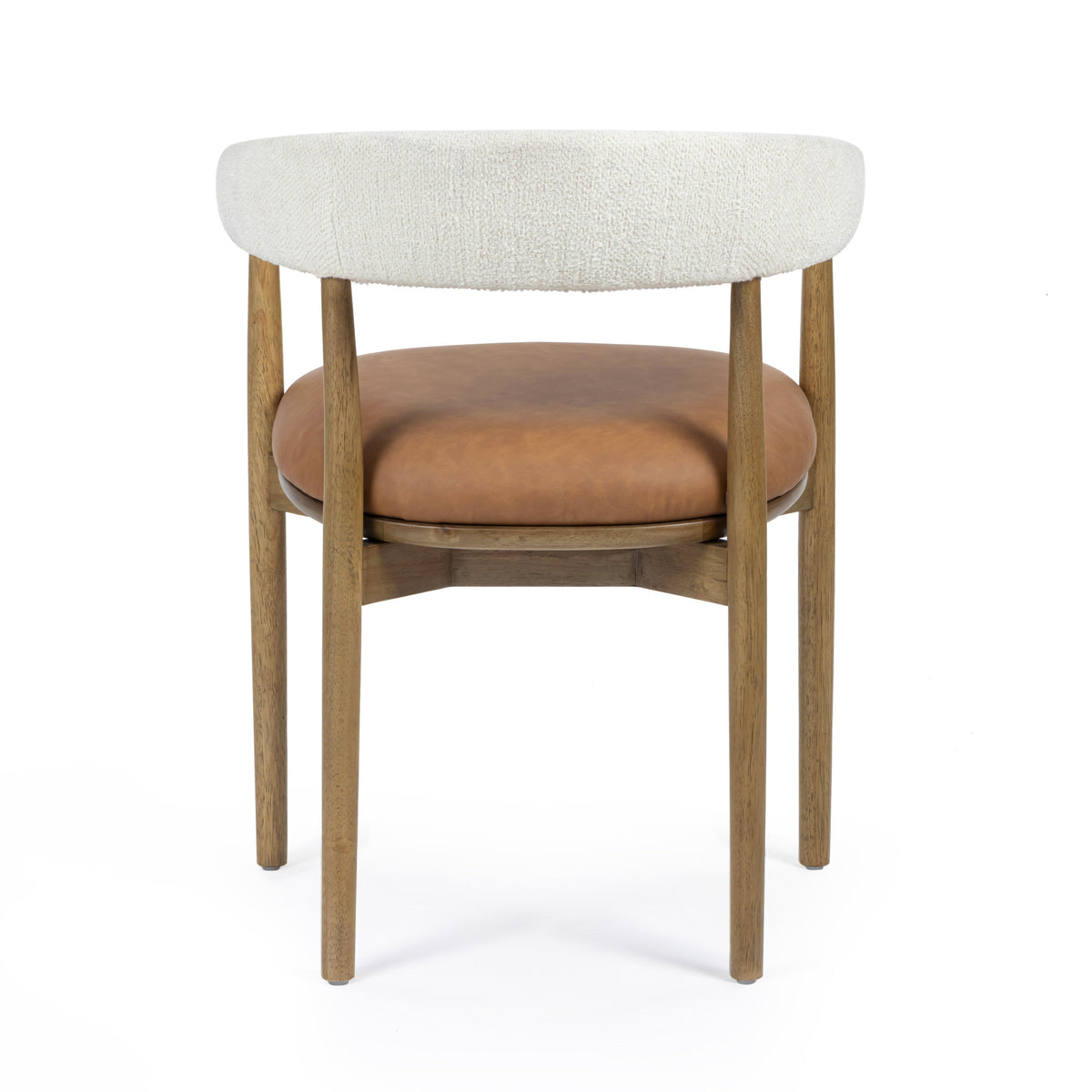 Vina Cognac Performance Vegan Leather and Cream Textured Weave Dining Chair - View 5