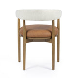 Vina Cognac Performance Vegan Leather and Cream Textured Weave Dining Chair - View 5