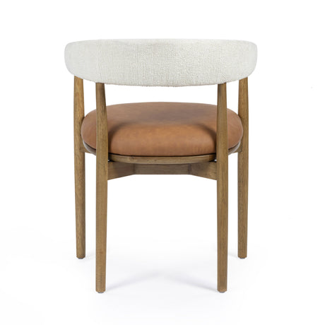 Vina Cognac Performance Vegan Leather and Cream Textured Weave Dining Chair - View 5