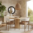 Vina Cognac Performance Vegan Leather and Cream Textured Weave Dining Chair - View 1
