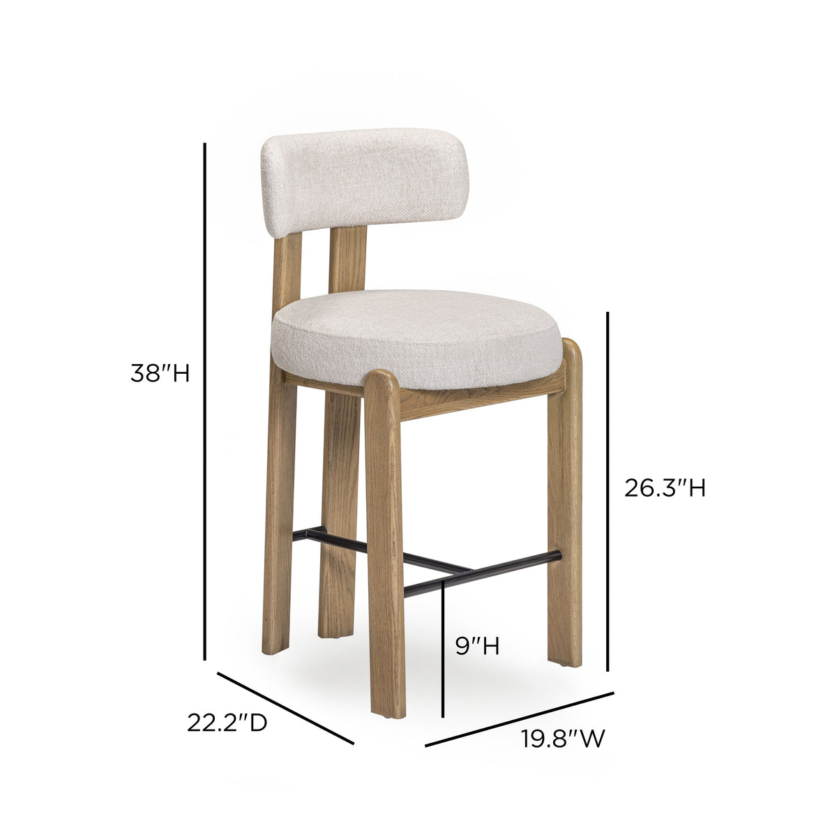 Odessa Cream Performance Fabric Counter Stool - View 7