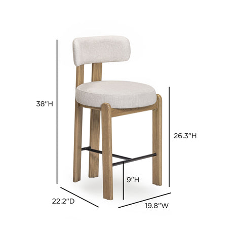 Odessa Cream Performance Fabric Counter Stool - View 7
