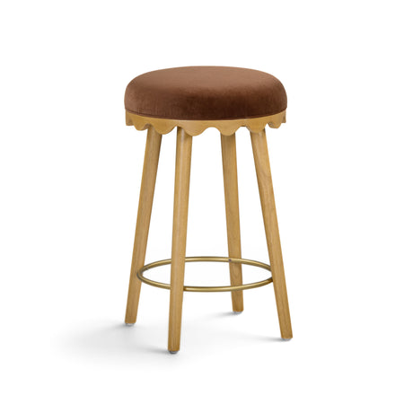 Oodle Performance Vegan Mohair Bar and Counter Stool close up of scalloped bottom curve detail