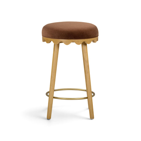 Oodle Performance Vegan Mohair Bar and Counter Stool top down view of padded circular seat