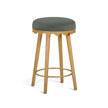 Oodle Performance Vegan Mohair Bar and Counter Stool angled profile showing backless form
