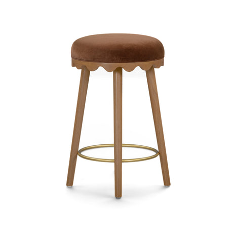 Oodle Performance Vegan Mohair Bar and Counter Stool balanced base and footrest proportions