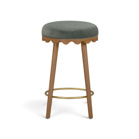 Oodle Performance Vegan Mohair Bar and Counter Stool dynamic angle showing base fluting details
