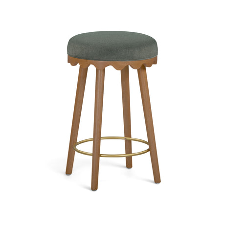 Oodle Performance Vegan Mohair Bar and Counter Stool warm ambient light across vegan mohair
