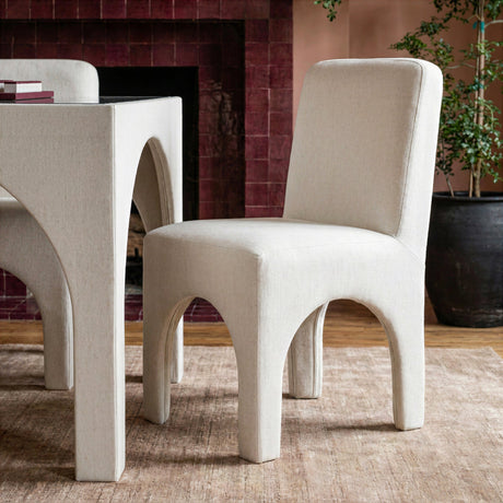 Tomlin Performance Chenille Dining Chair in Cream front view