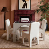 Tomlin Performance Chenille Dining Chair in Cream side profile showcasing arched legs
