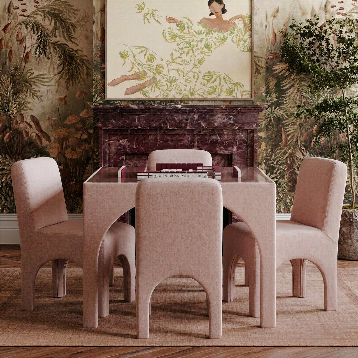 Tomlin Performance Chenille Dining Chair in Tan front view