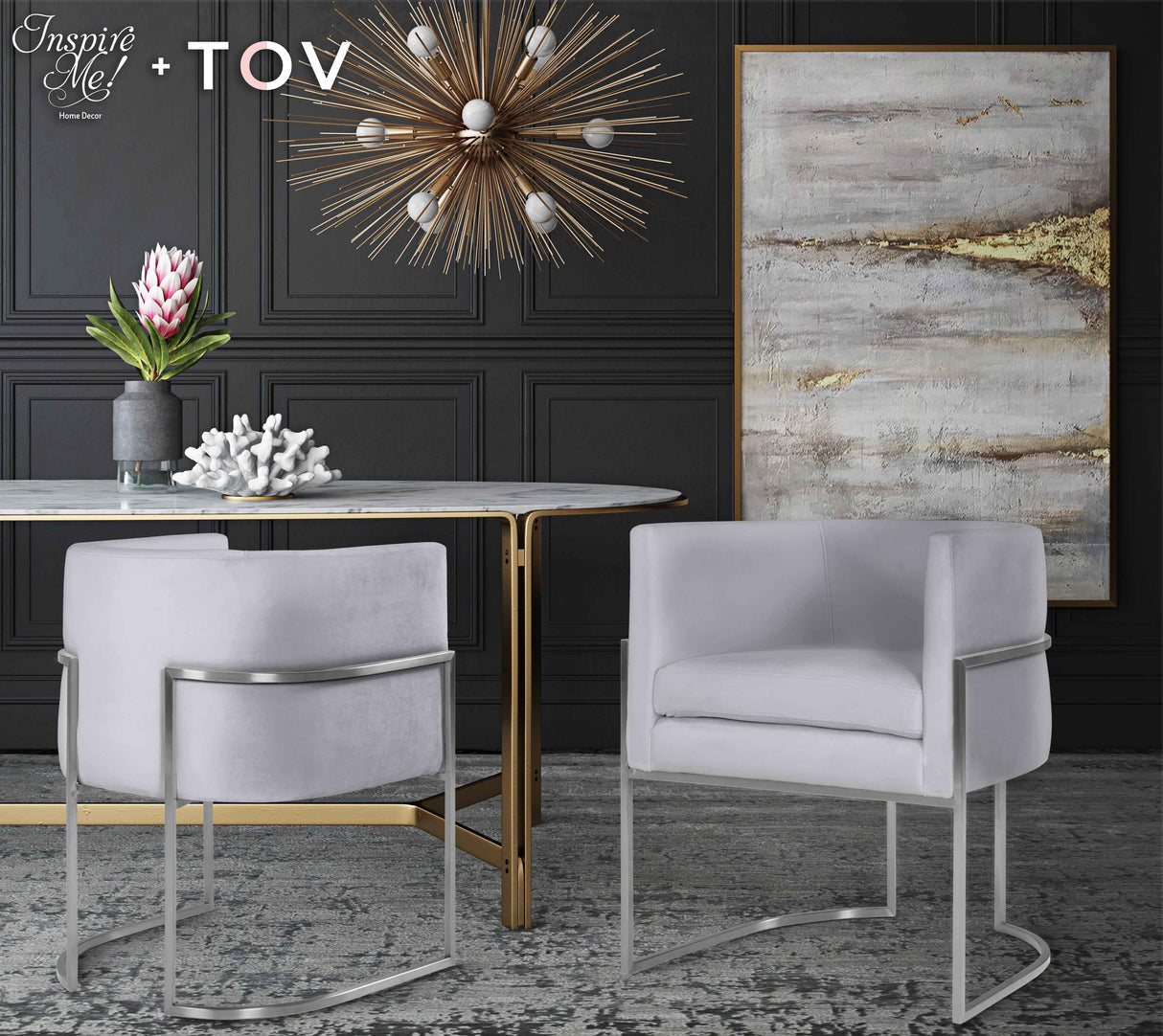 Giselle Velvet Dining Chair with Silver Base