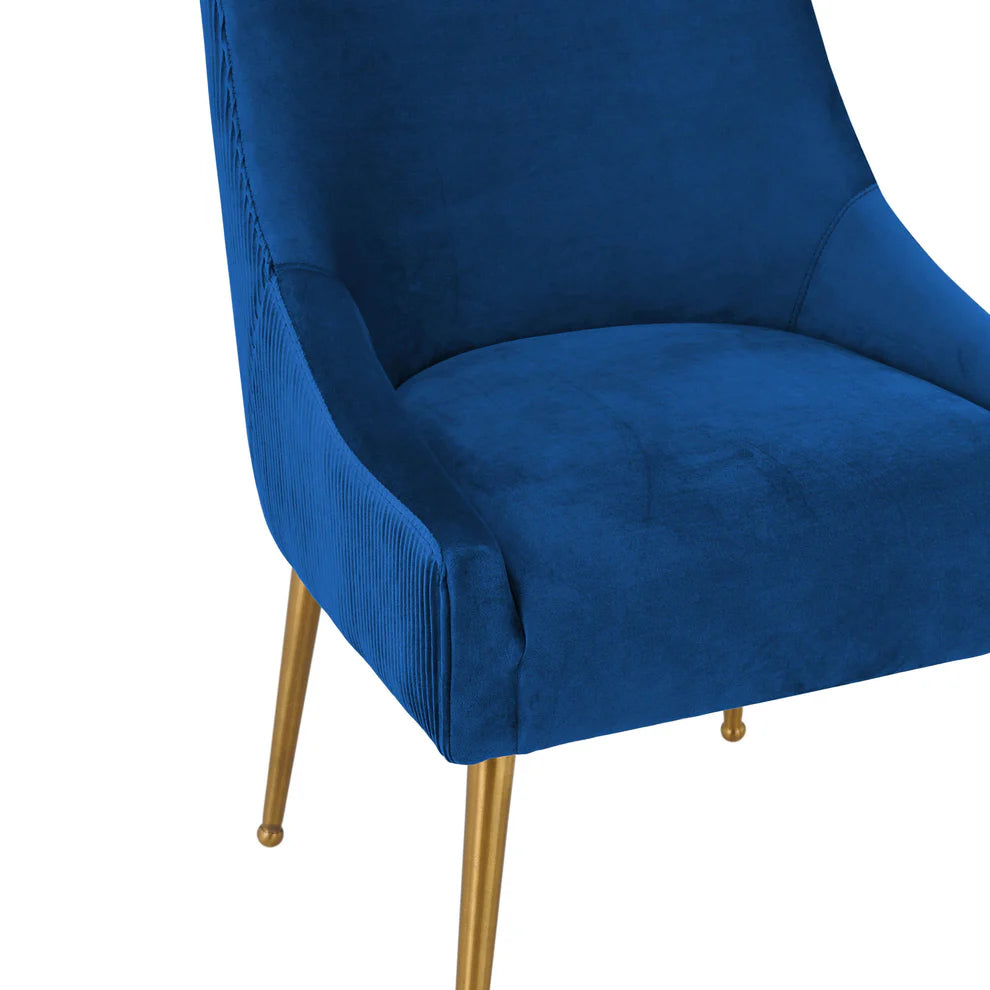 Beatrix Pleated Grey Velvet Side Chair