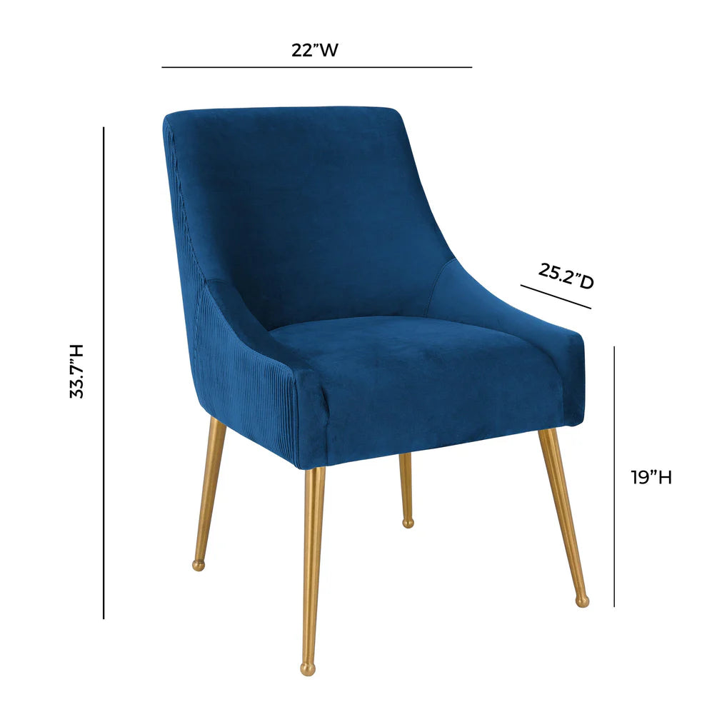 Beatrix Pleated Grey Velvet Side Chair