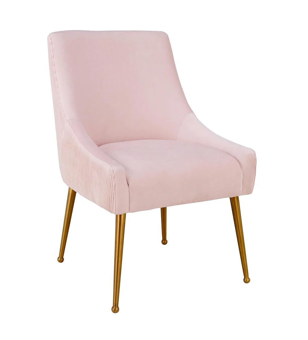 Beatrix Pleated Grey Velvet Side Chair