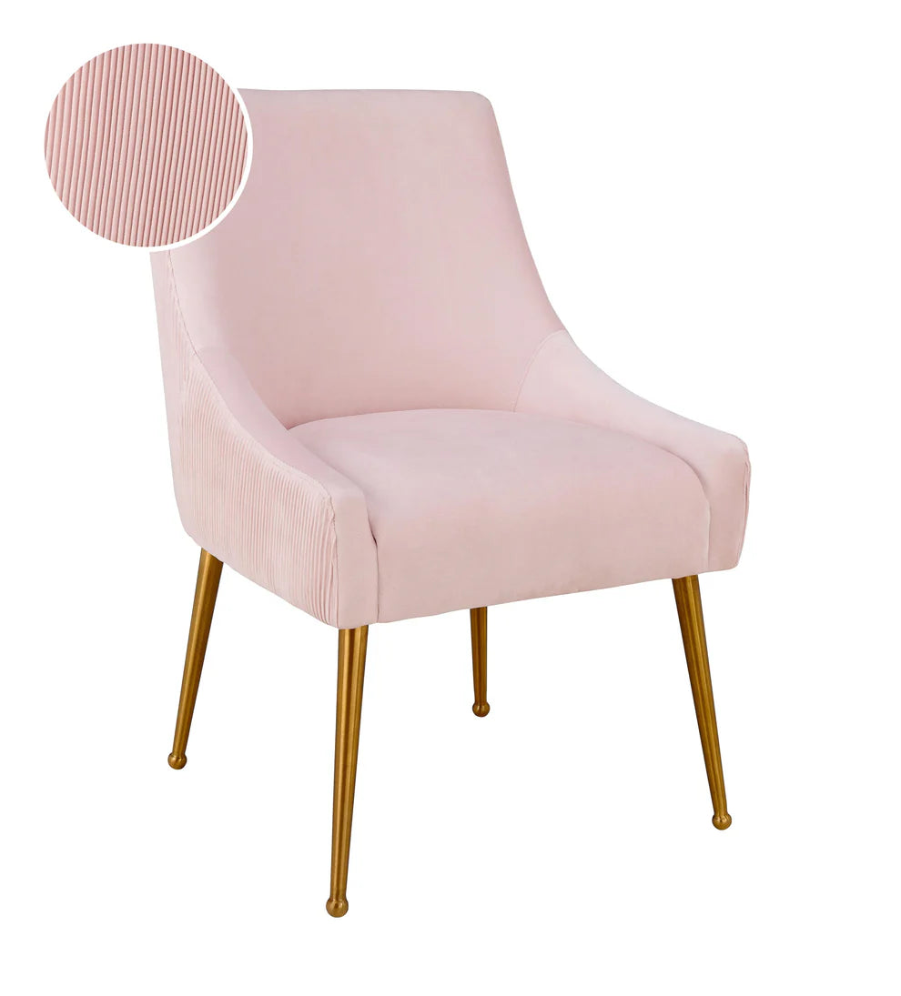 Beatrix Pleated Grey Velvet Side Chair