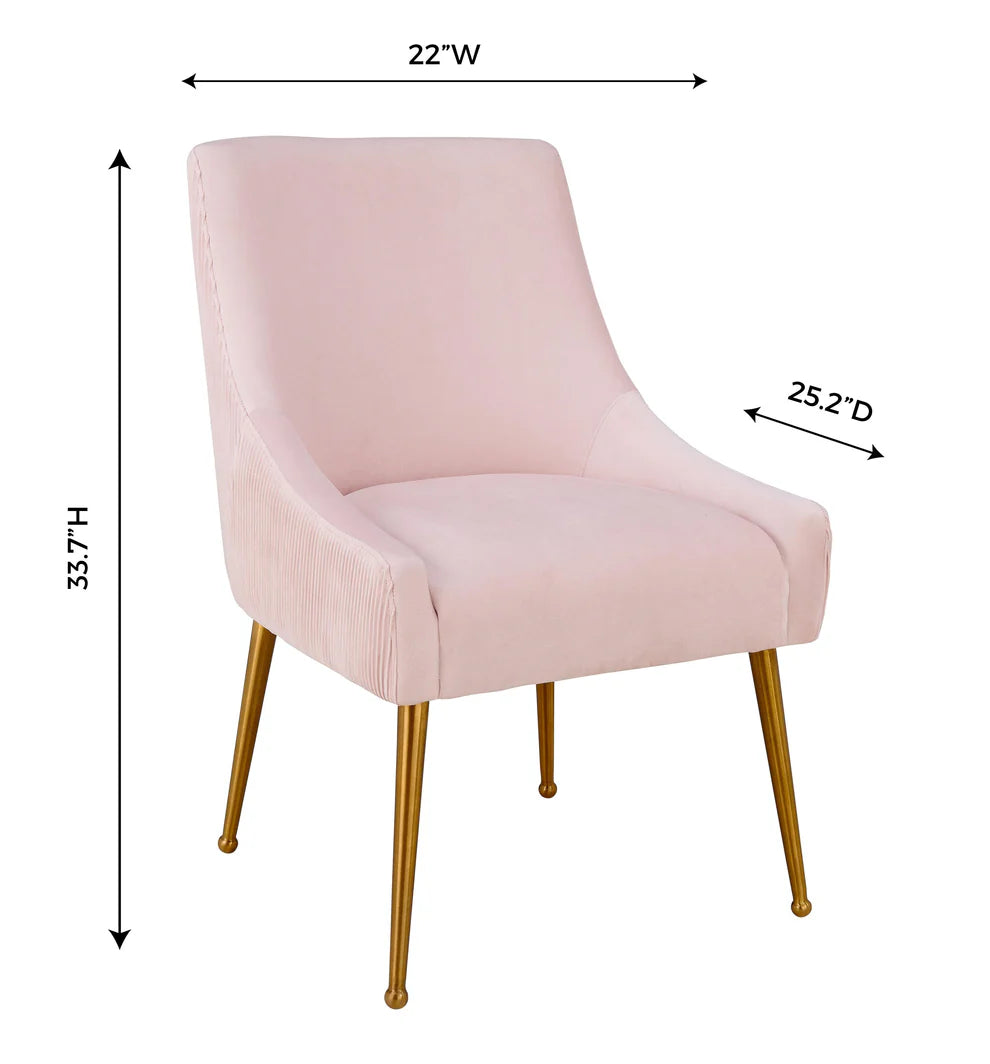 Beatrix Pleated Grey Velvet Side Chair